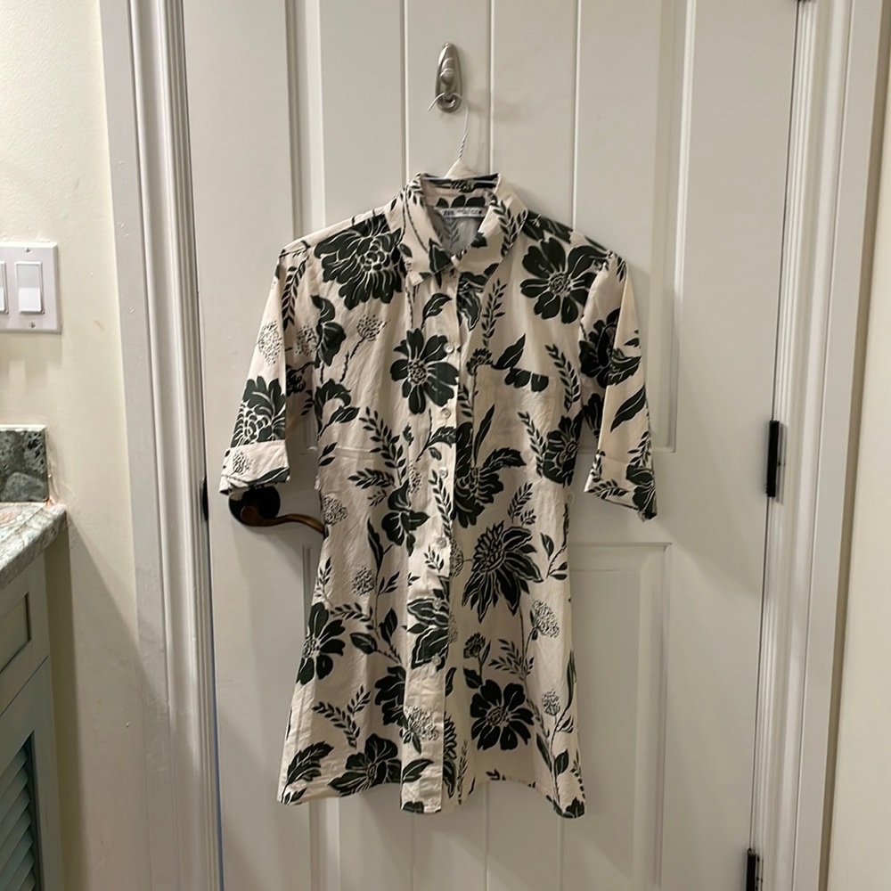 Zara Floral Print Dress - Khaki